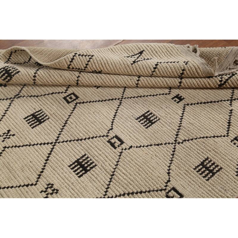 Trellis Geometric Moroccan Area Rug Handmade Wool Carpet - 5'1"x 8'7"