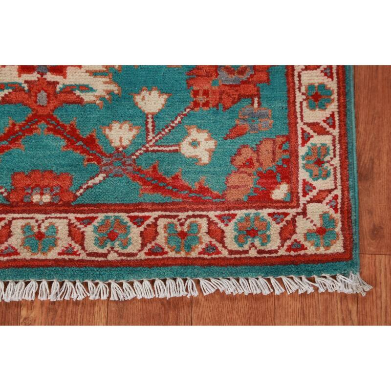 Traditional Kazak Oriental Foyer Rug Hand-Knotted Blue Wool Carpet - 2'0"x 3'0"