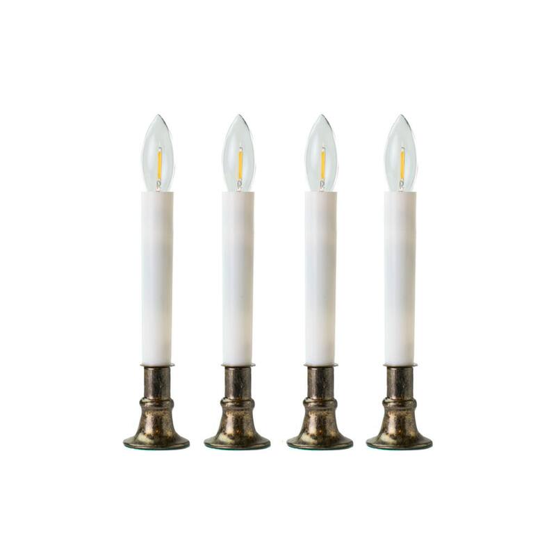 Lighted LED Window Candles with Timer - 9" - Bronze Finish - Set of 4