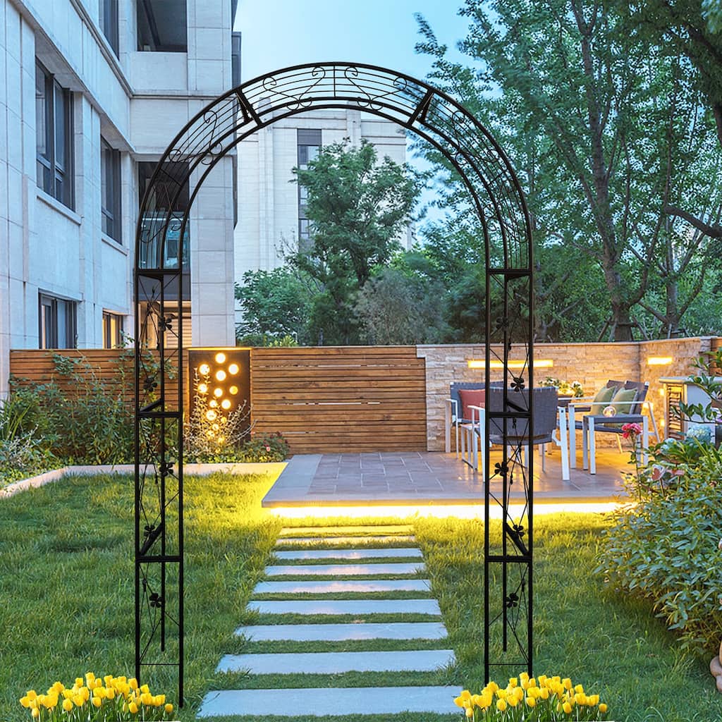 58'' x 19'' Metal Outdoor Garden Arch Trellis Climbing Plants Support