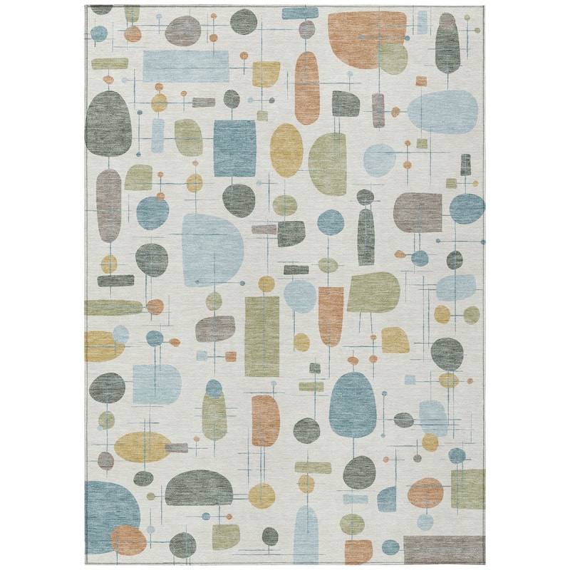 Machine Washable Indoor/ Outdoor Contemporary Fun Chantille Rug