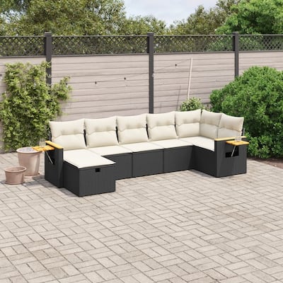 vidaXL Patio Sofa Set with Cushions Outdoor Conversation Furniture Poly Rattan