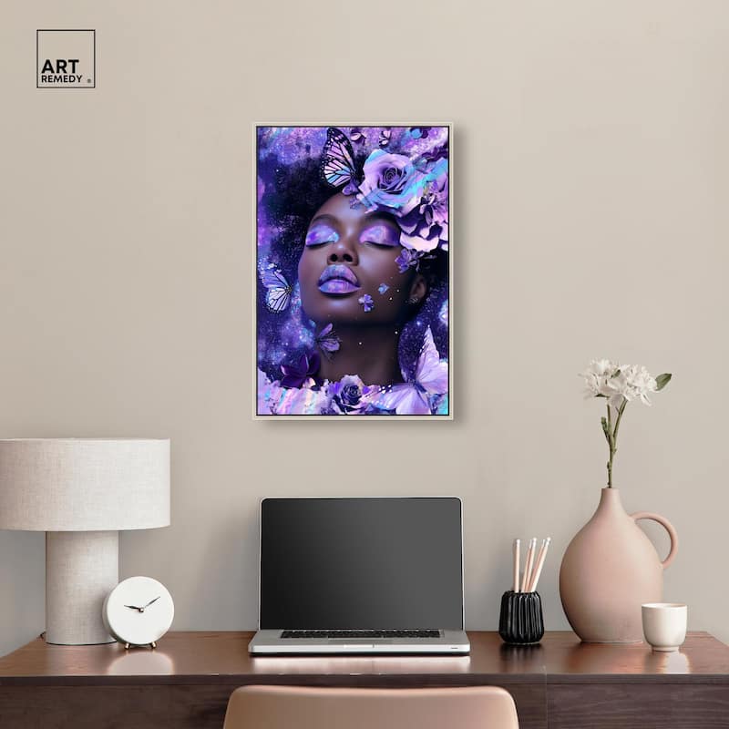 A Glistening Neon Woman Canvas by Art Remedy