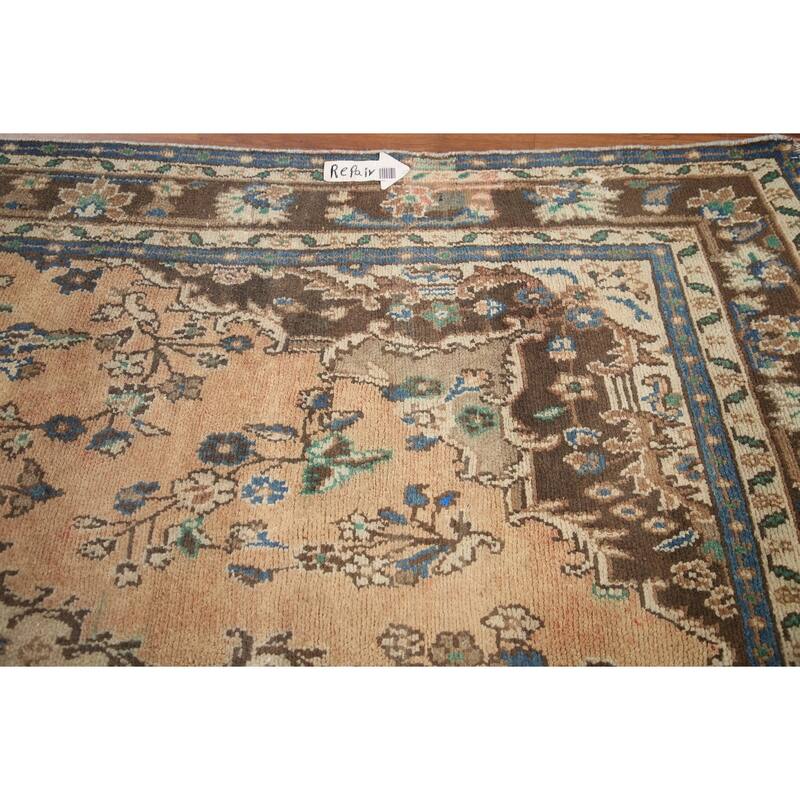 Hand Knotted Oriental 100% Wool Carpet Traditional Floral Peach Hamedan Area Rug - 10' 2'' X 6' 7''