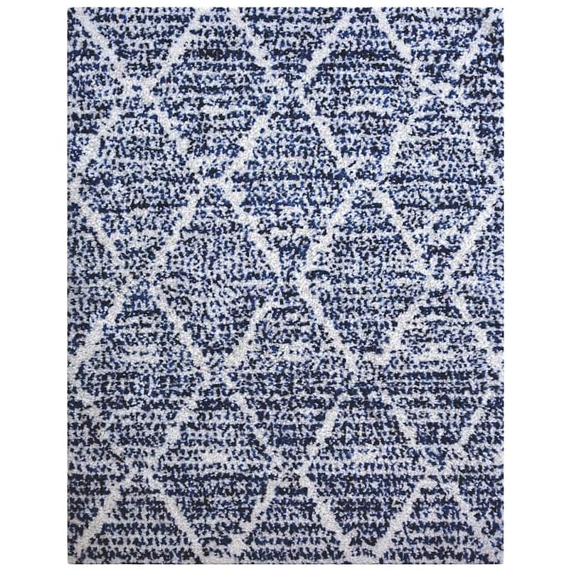 Dani Royal Blue and White Polyester Area Rug - 9' x 12'