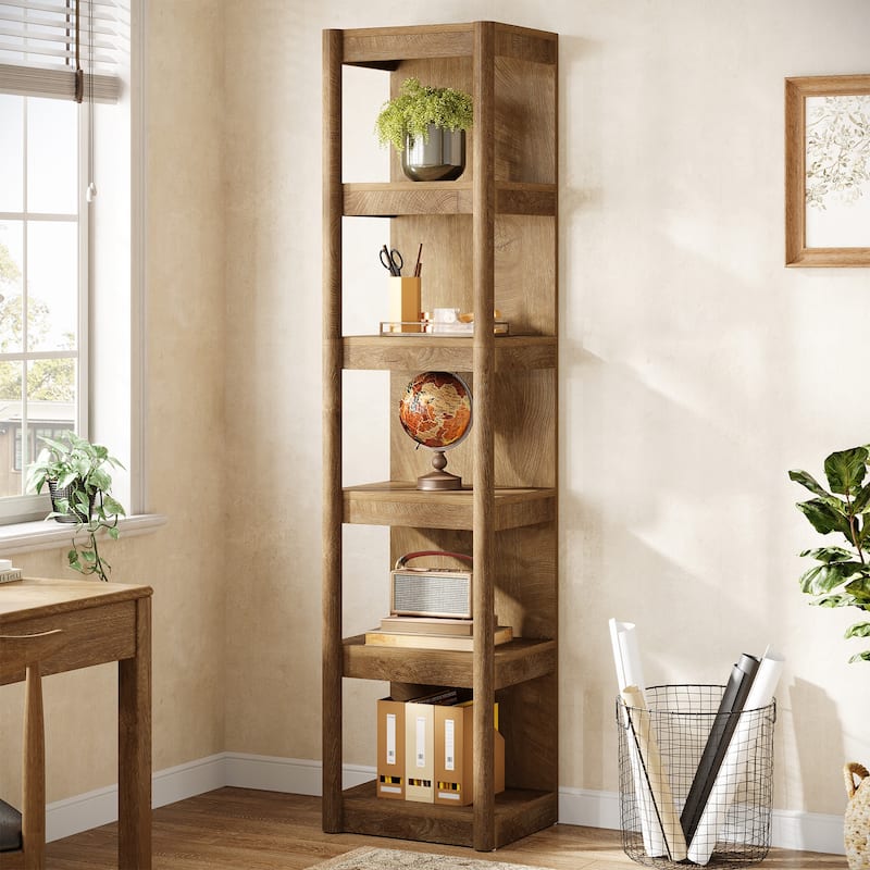 70.9" Bookshelf, Open Storage Rack Bookcase, Corner Display Shelf for Living Room, Bathroom