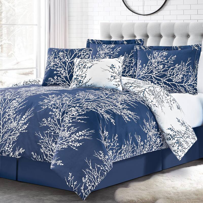 Elegant 6-Piece Reversible Foliage Comforter Set