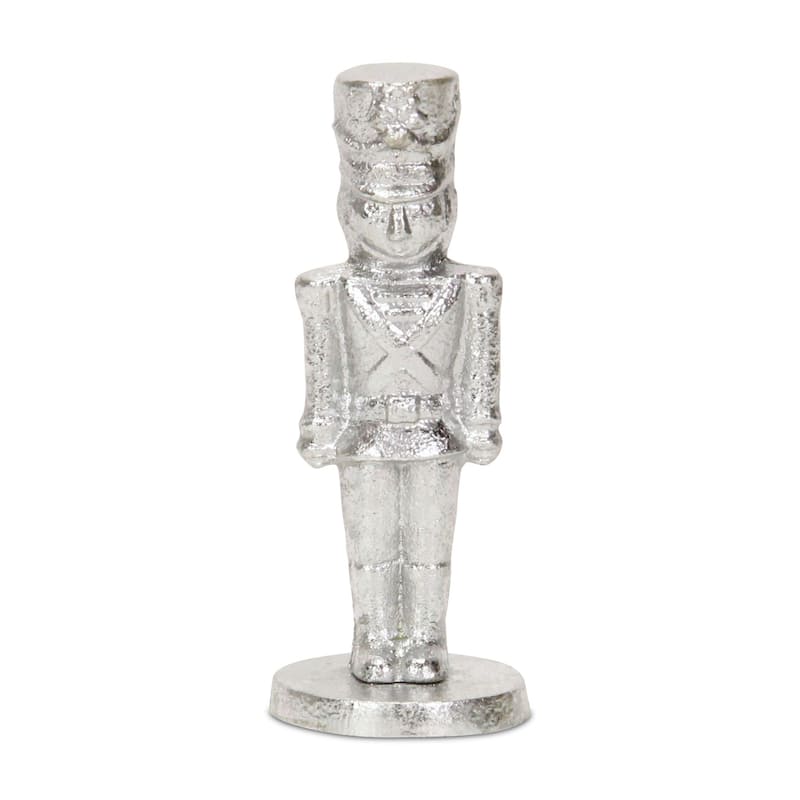HomeRoots 7" Silver Cast Iron Christmas Nutcracker Figurine - 2.75 in. x 7.00 in. x 2.75 in.