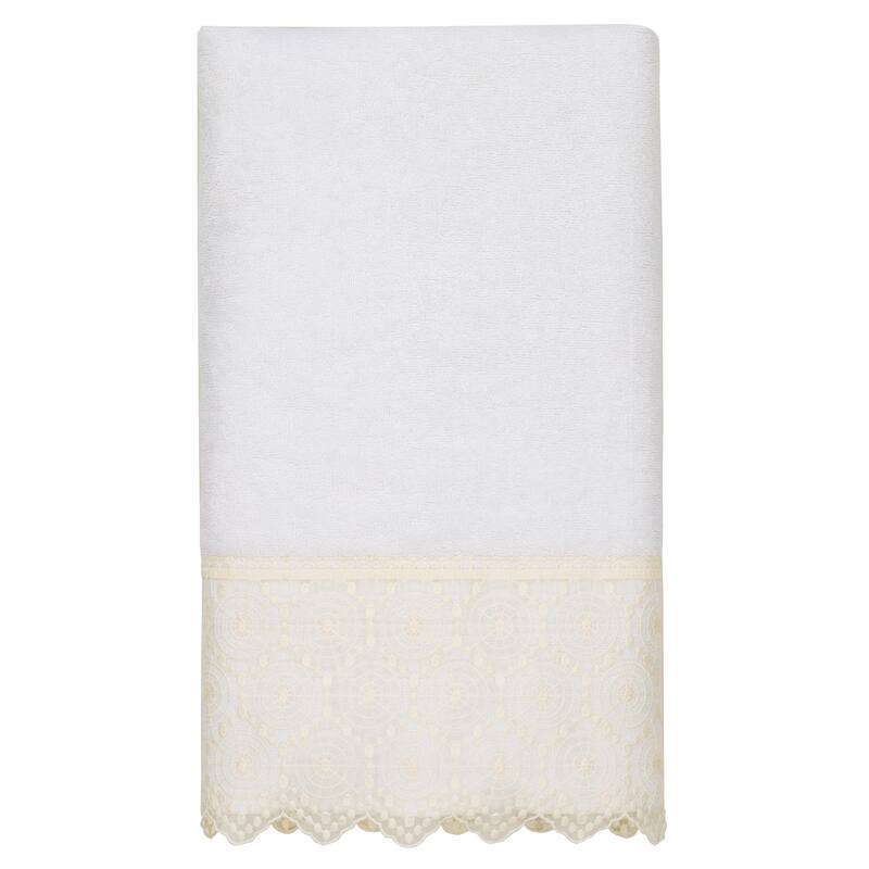 Authentic Hotel and Spa 100% Turkish Cotton Arian 3PC Cream Lace Embellished Towel Set