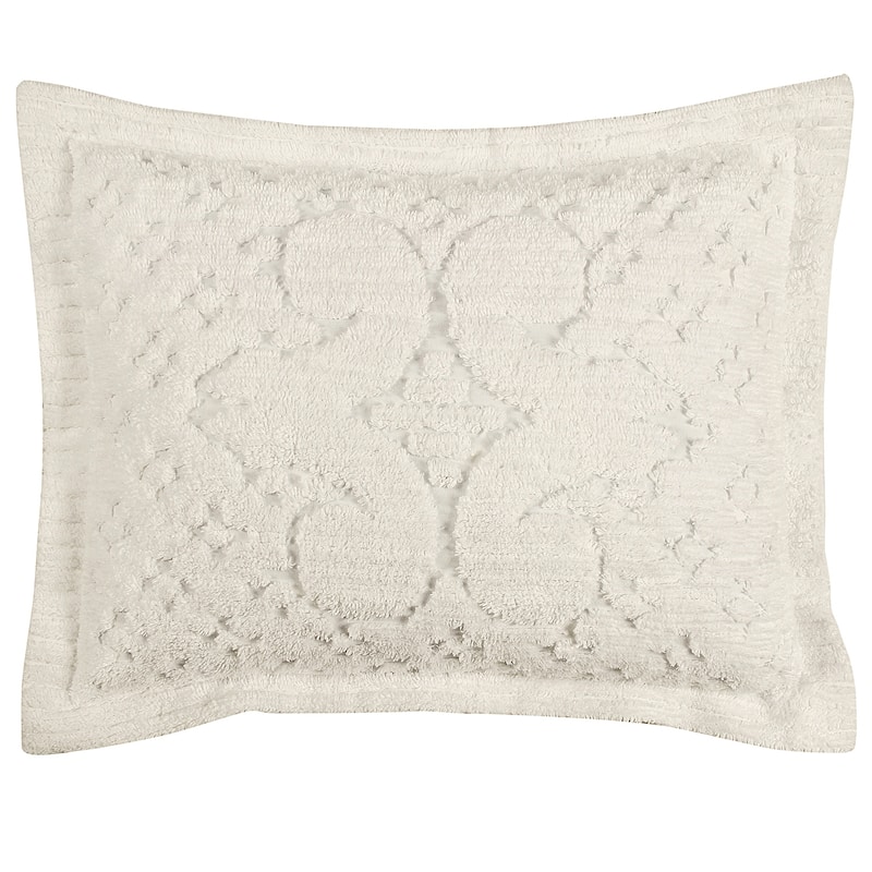 Better Trends Ashton Collection in Medallion Design 100% Cotton Tufted Unique Luxurious Machine Washable Tumble Dry - Ivory - Standard Sham
