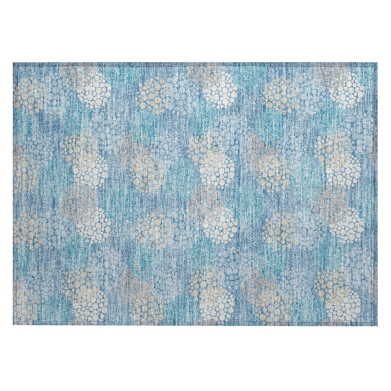 Machine Washable Indoor/ Outdoor Chantille Modern Bubbles Rug
