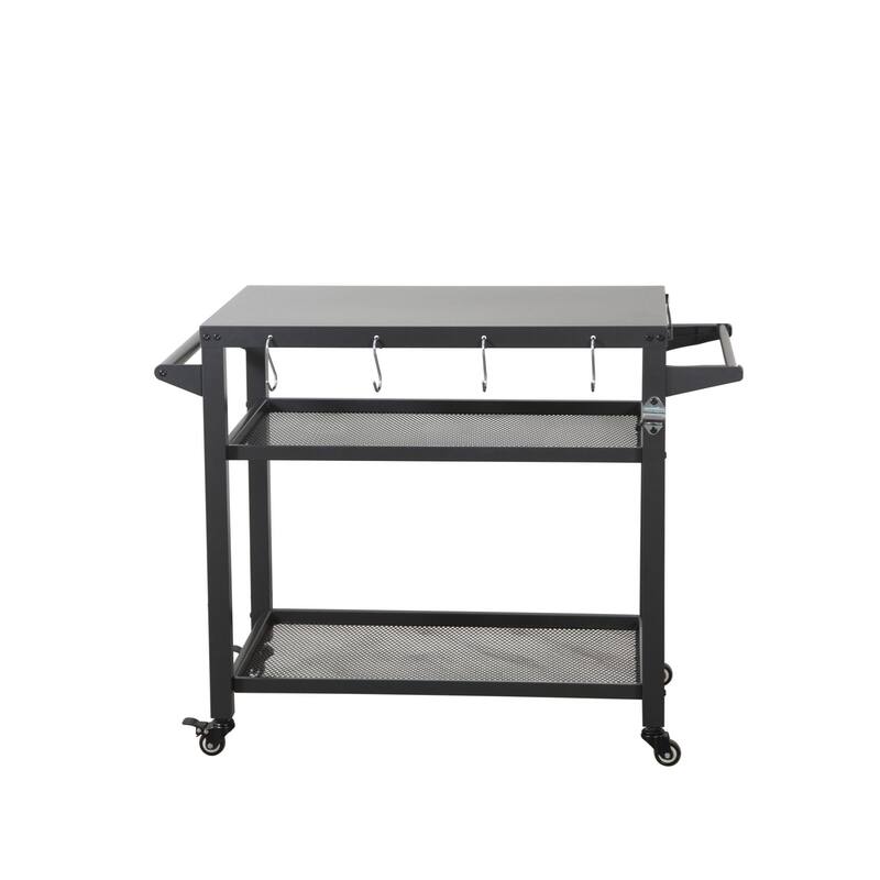 3-Shelf Outdoor Grill Table, Grill cart Outdoor with Wheels, Pizza Oven Table and Food Prep Table, Blackstone Table