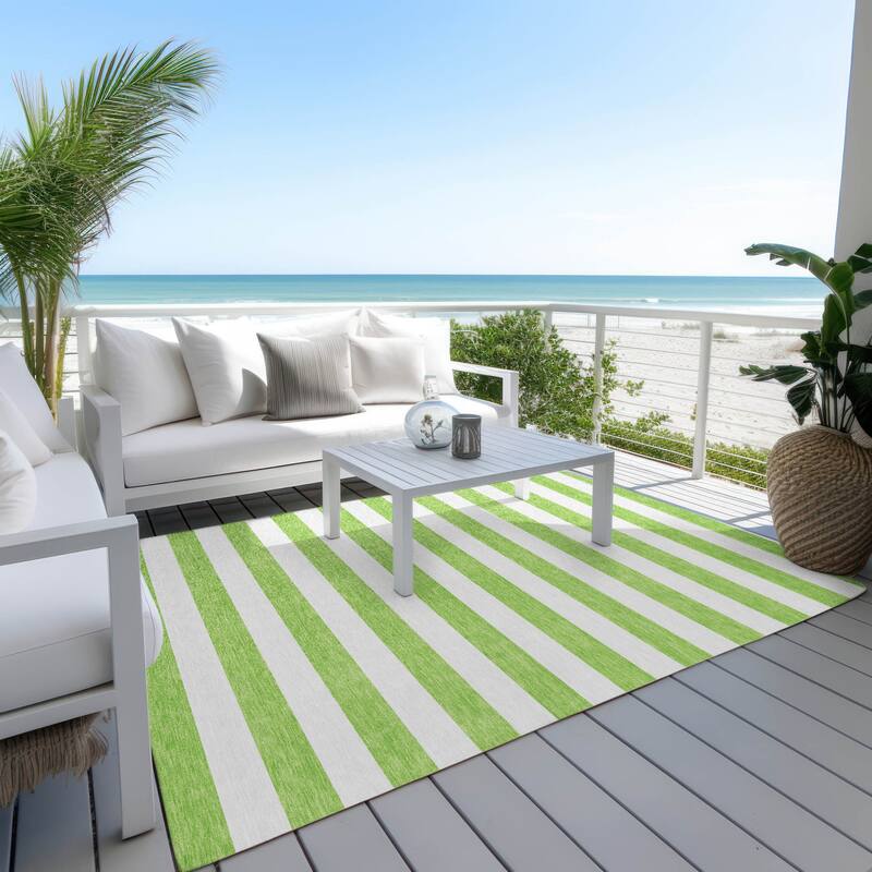 Almimo Stripe Weather Resistant Classic Meets Modern Outdoor Rug