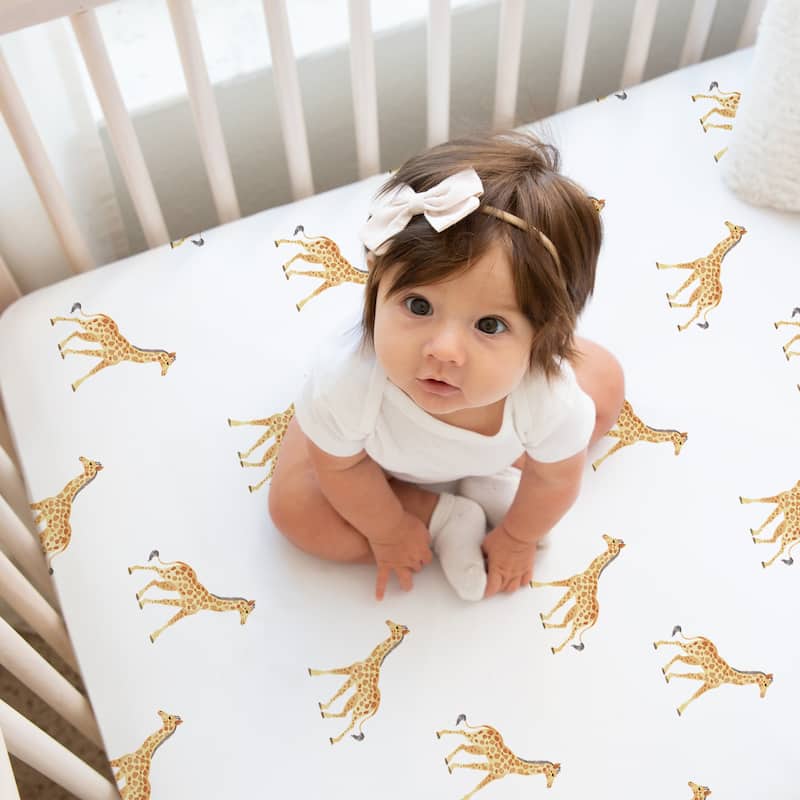 Sweet Jojo Designs Giraffe Leopard Zebra Boy Girl Gender Neutral Unisex 3 Pack Fitted Crib Sheets Jungle Animals Wildlife Safari