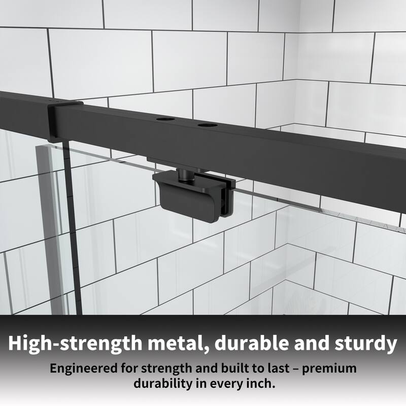 50-54''W x 71''H Pivot Frame Sliding Shower Door with 1/4"(6mm) Clear SGCC Tempered Glass in Black