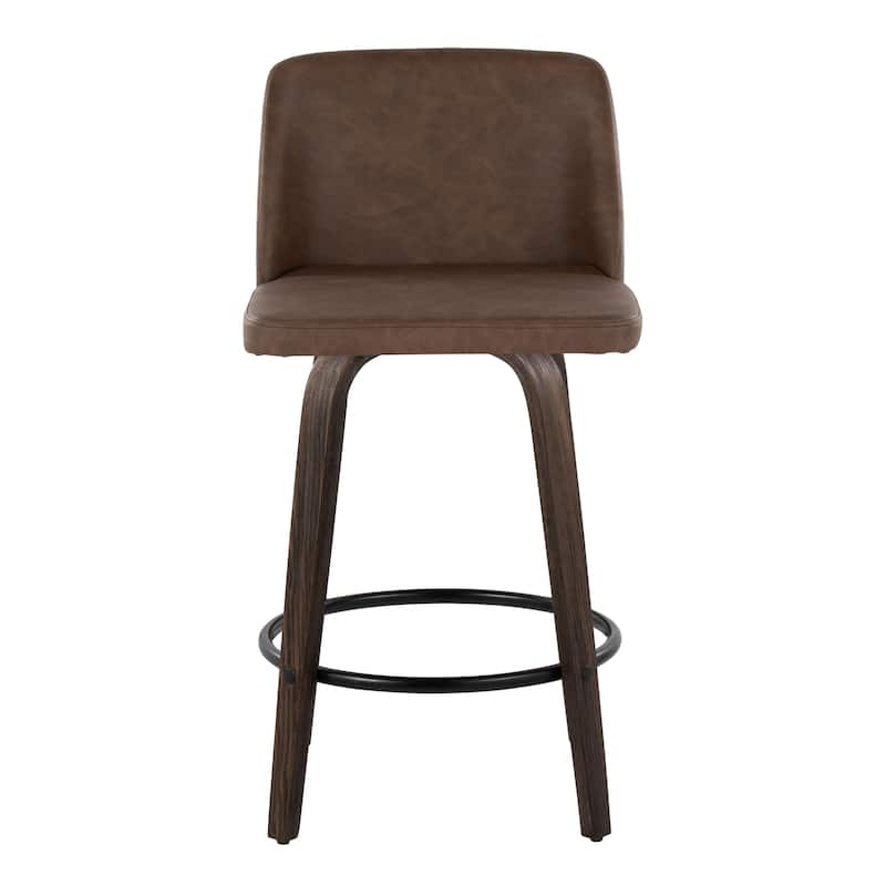 Carson Carrington Vallberga 26" Counter Stool with Walnut-Glazed Wood Base (Set of 2)