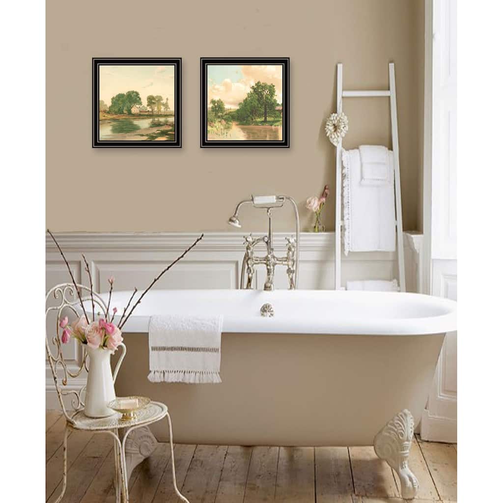 Trendy Decor 4U "Country Pond & Farmhouse" Printed Framed Wall Art by Stellar Design Studio