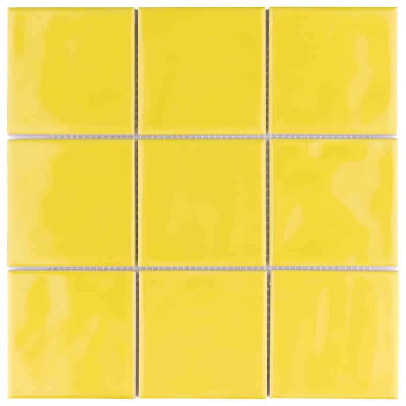 Merola Tile Twist Square Yellow Lemon 11-3/4" x 11-3/4" Ceramic Mosaic Wall Tile