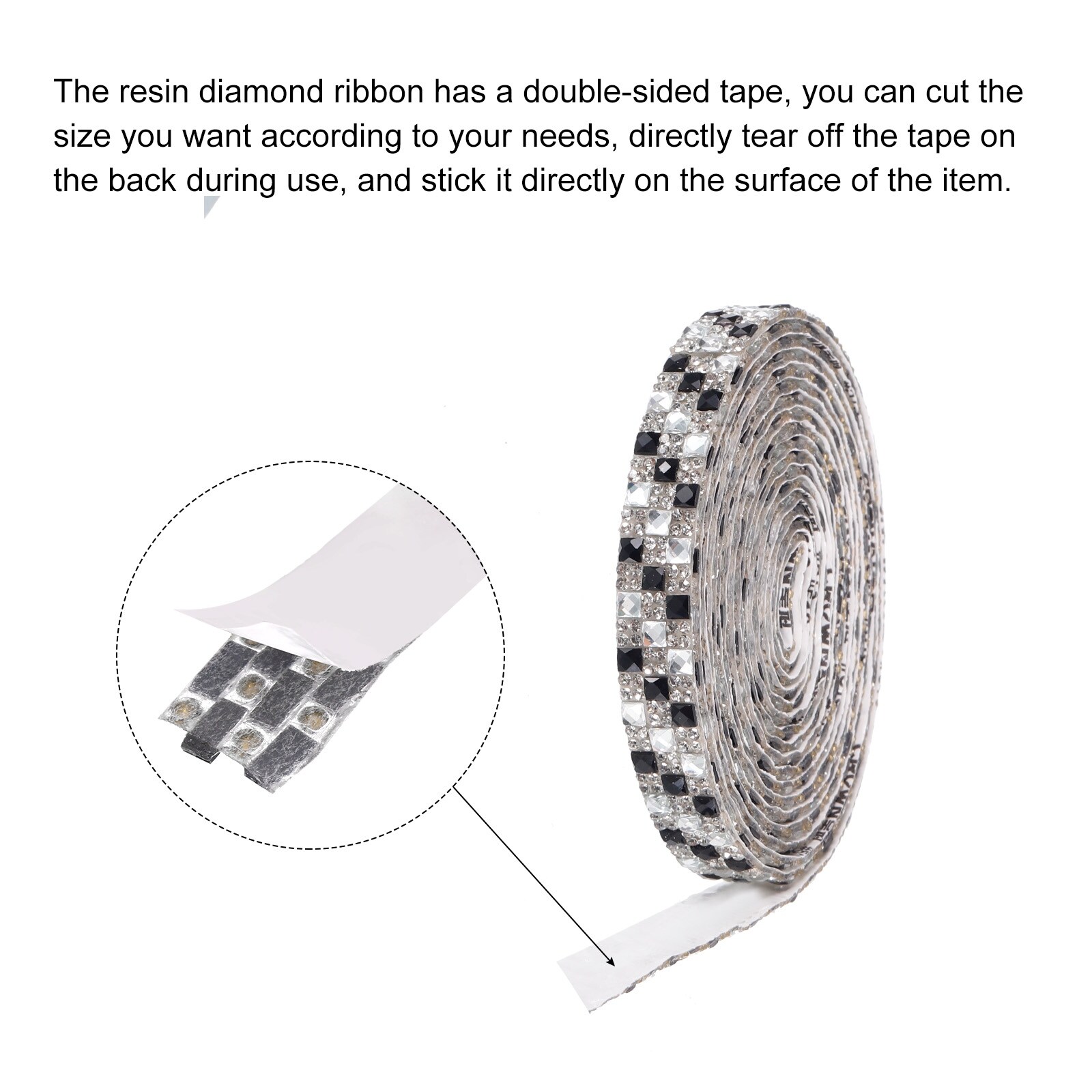 3 Pcs 3 Yards 12mm Self-Adhesive Crystal Rhinestone Ribbon