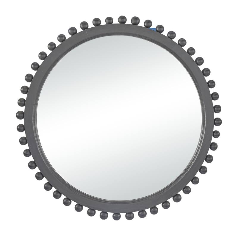 Mango Wood Room Wall Mirror with Beaded Detailing - Black or Gold - Roche River Decor - Black