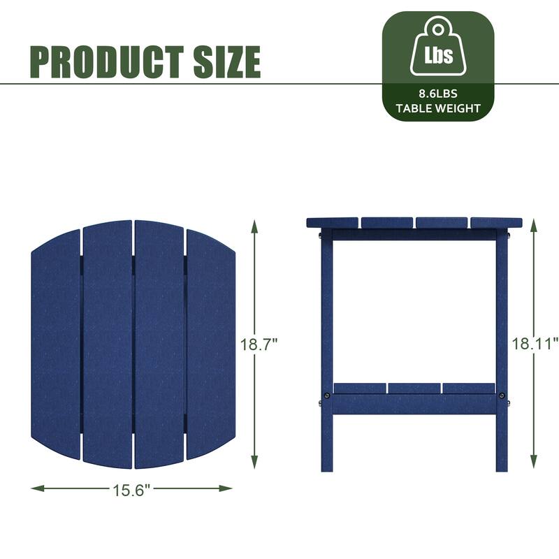 Weather-Resistant HDPE Outdoor Side Table - Modern Patio Accent Furniture - 8' x 10'