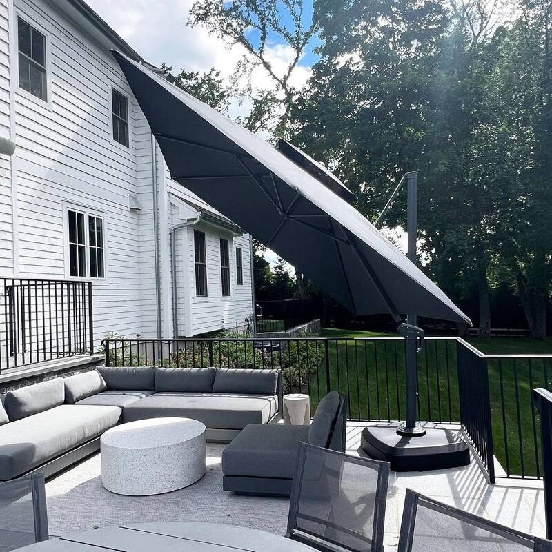PURPLE LEAF Premium Rectangular Patio Cantilever Umbrellas with Tilt-and-Crank with Base