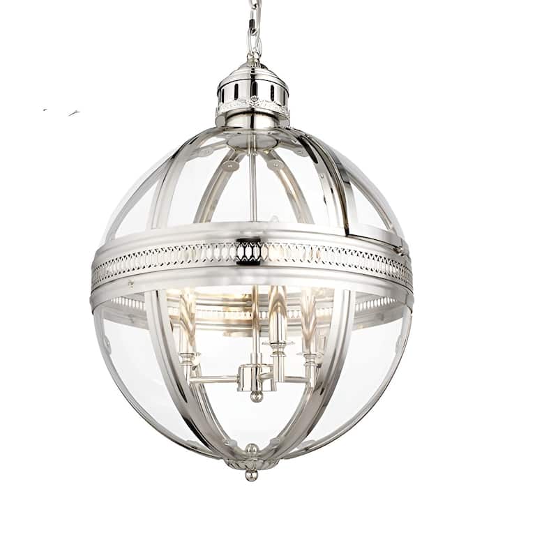 Victorian Chrome Glass Ornament Pendant, Entryway Globe Dimmable Chandelier, Medieval Hotel & Ancient Times Style