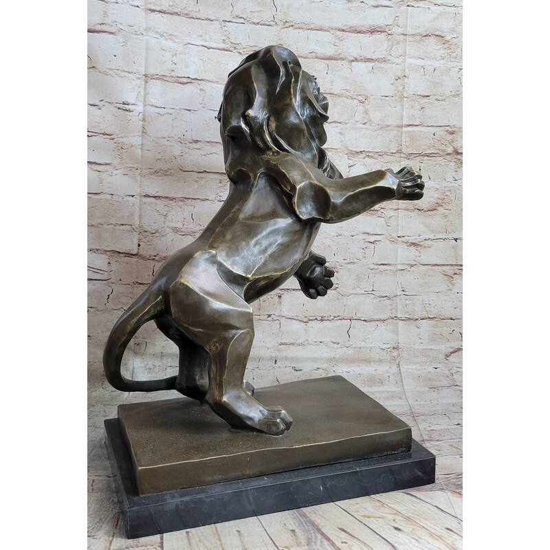 Abstract Guardian Imitative Lion Bronze Statue Sculpture Cubism Henry Moore 17 Inches X 12 Inches
