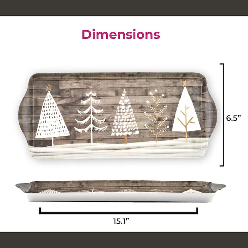 Pimpernel Wooden White Christmas Sandwich Tray - 15.1" L x 6.5" W