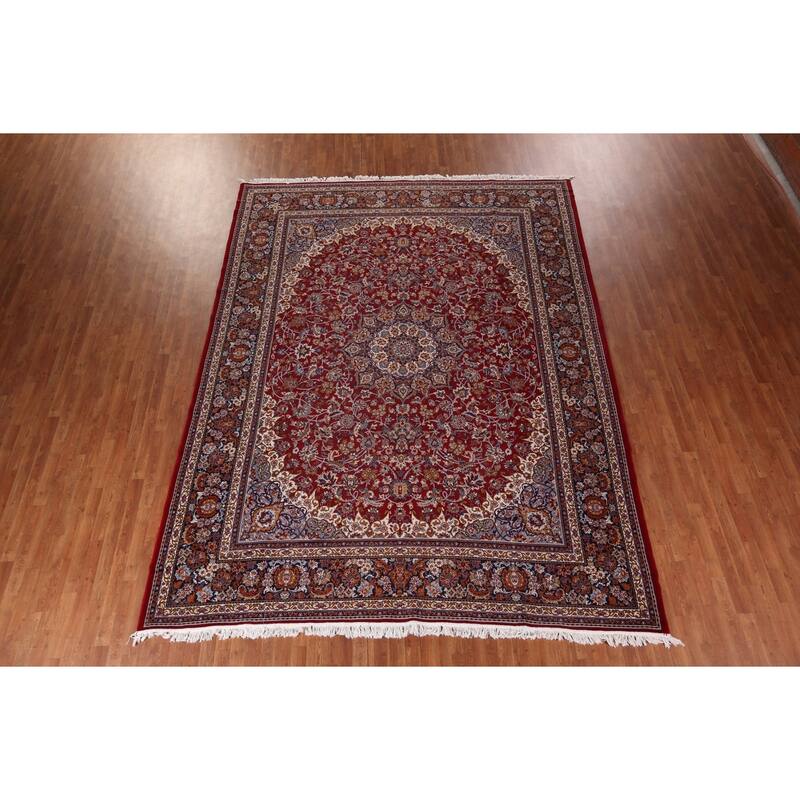 Traditional Red Kashan Turkish Rug Medallion Machine-Made Carpet - 9'8" x 12'6"