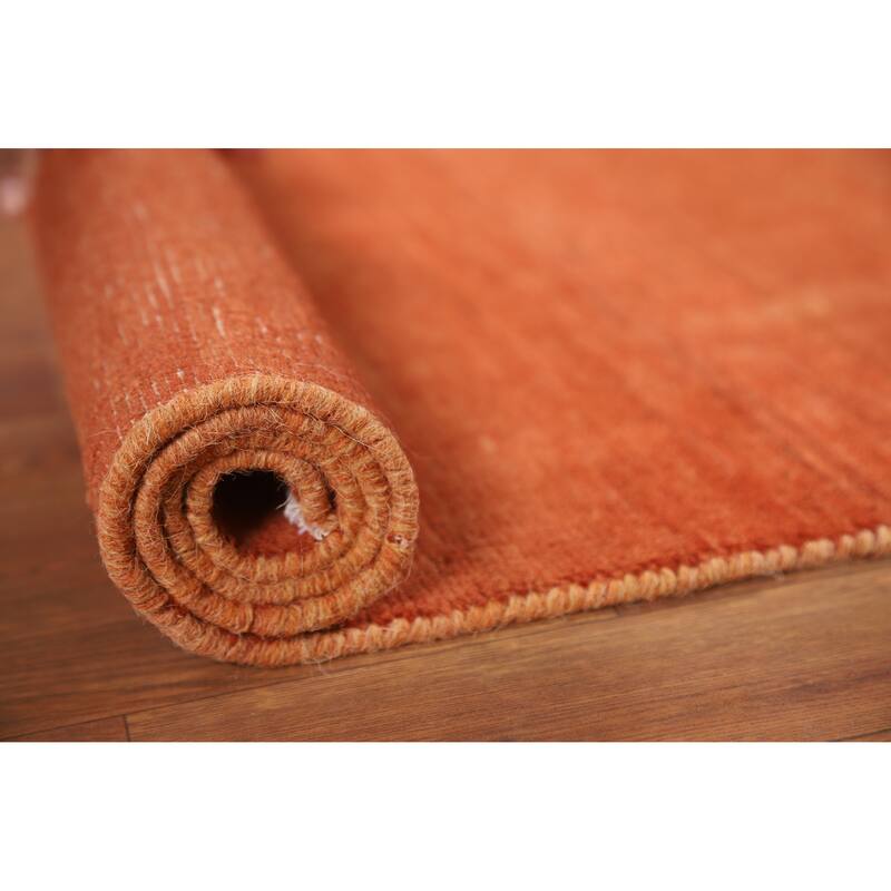 Gabbeh Oriental Foyer Rug Orange Handmade Wool Carpet - 2'7"x 4'1"