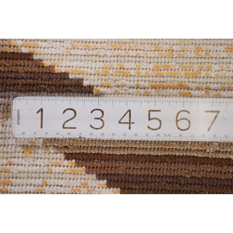 Abstract Oriental Accent Rug Handmade Striped Wool Carpet - 2'9"x 5'1"