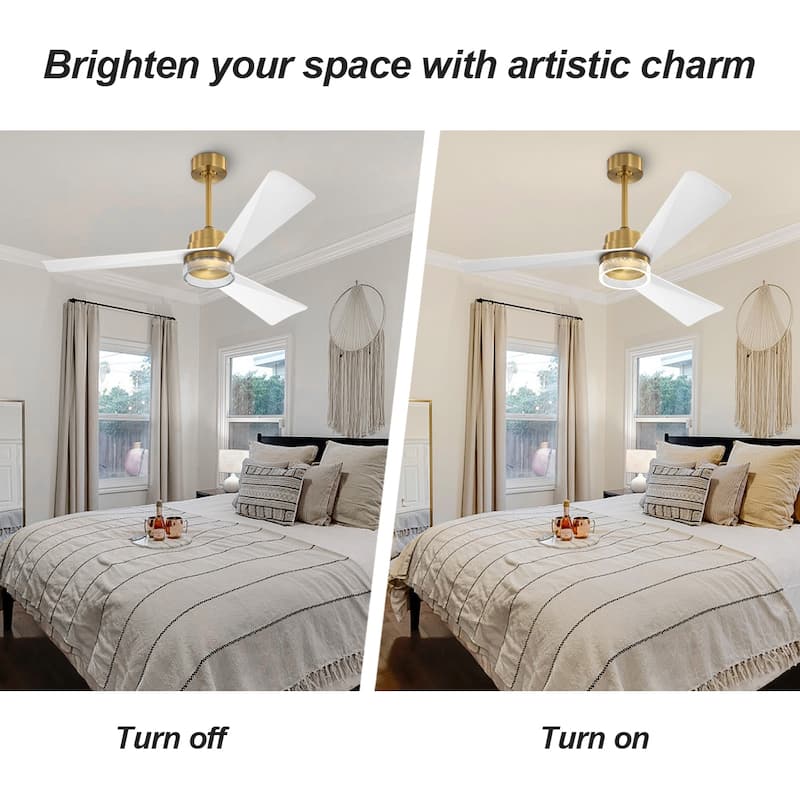 MLiAN 52-inch Indoor Ceiling Fan with LED light and Remote... - 52