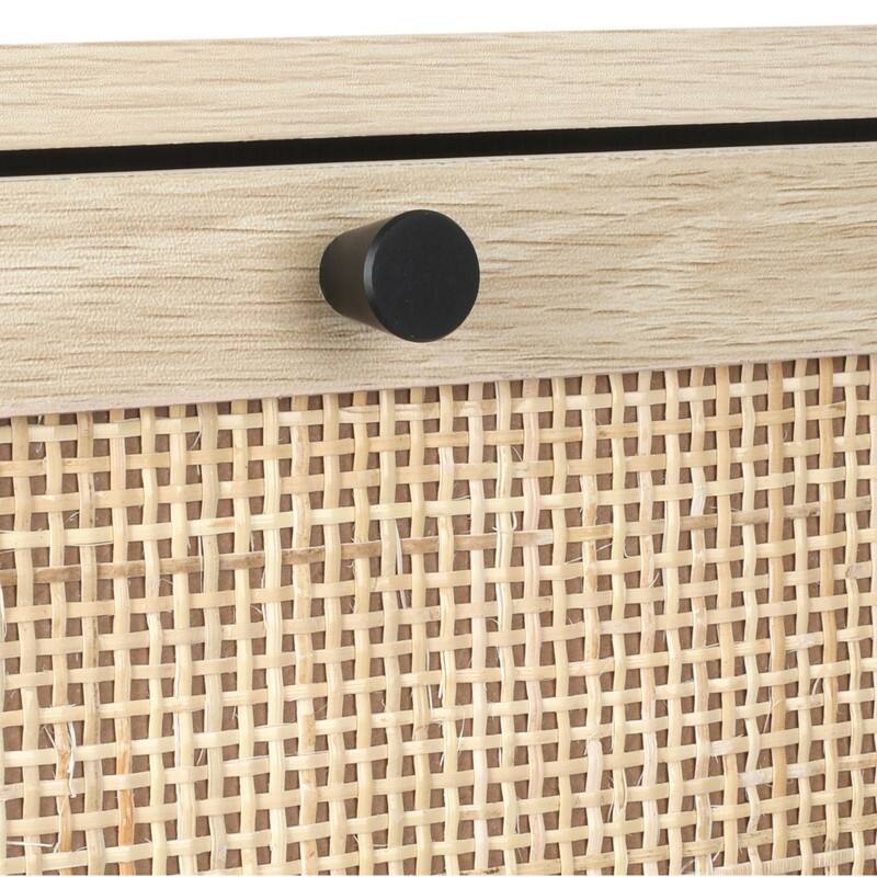 Freestanding Modern Shoe Rack Storage with 3 Natural Rattan Door
