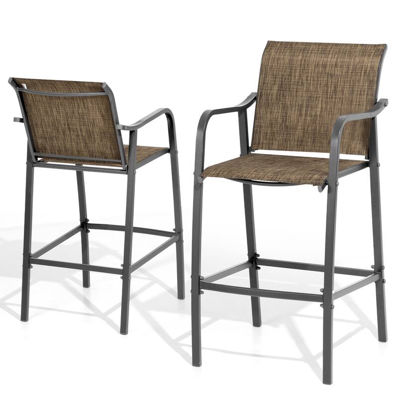 Pellebant Outdoor Bar Height Barstools Dining Chairs - Earth - 2-Piece