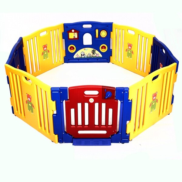 Costway Baby Playpen Kids 8 Panel Safety Play Center Yard Home Indoor Outdoor Pen - Yellow