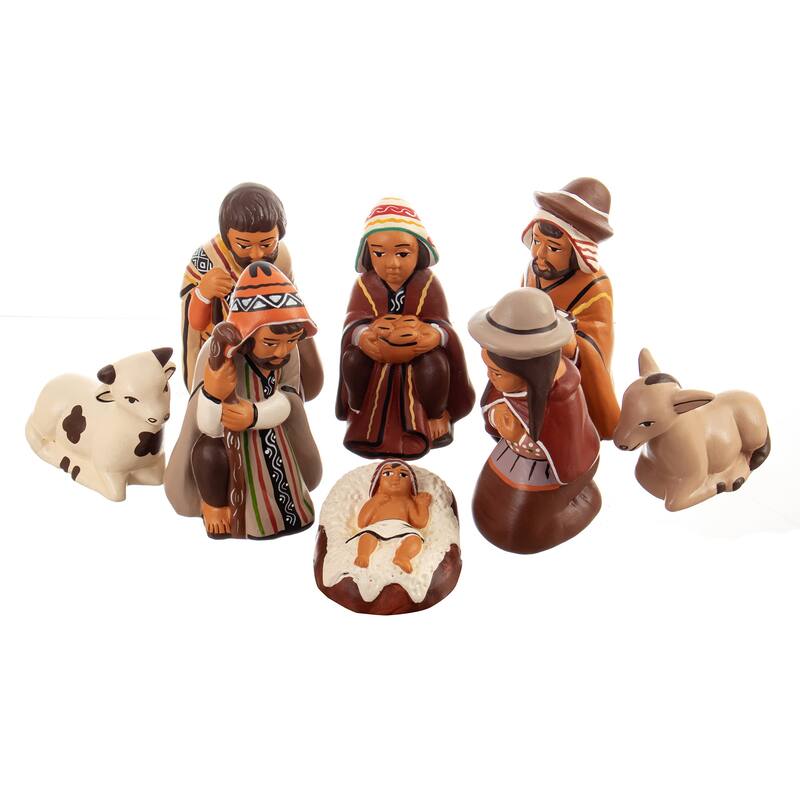 Novica Handmade Andean Miracle Ceramic Nativity Scene