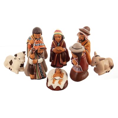Novica Handmade Andean Miracle Ceramic Nativity Scene