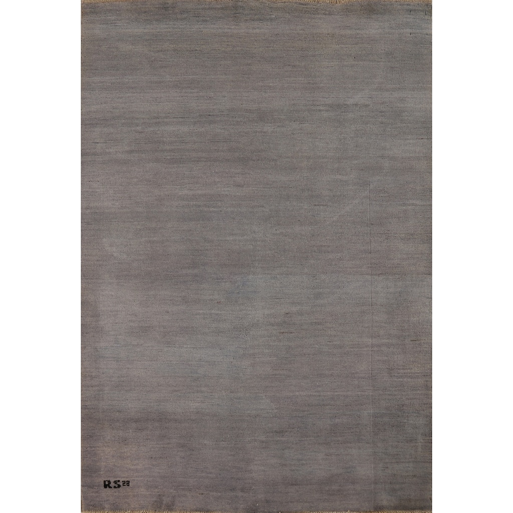 Gray Gabbeh Modern Rug Hand-Knotted Wool Carpet - 4'3"x 5'9"