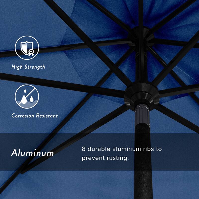 California Umbrella 11' Rd Golden State Series Patio Umbrella Black Aluminum Frame Crank Lift Collar Tilt Pacifica