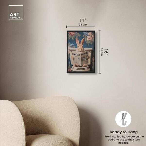 dimension image slide 21 of 24, Rabbit in Garden Toilet Bathroom Wall Art Canvas Print by Art Remedy