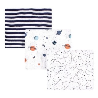 Hudson Baby Infant Boy Cotton Muslin Swaddle Blankets, Space, One Size - Space - 3-Pack