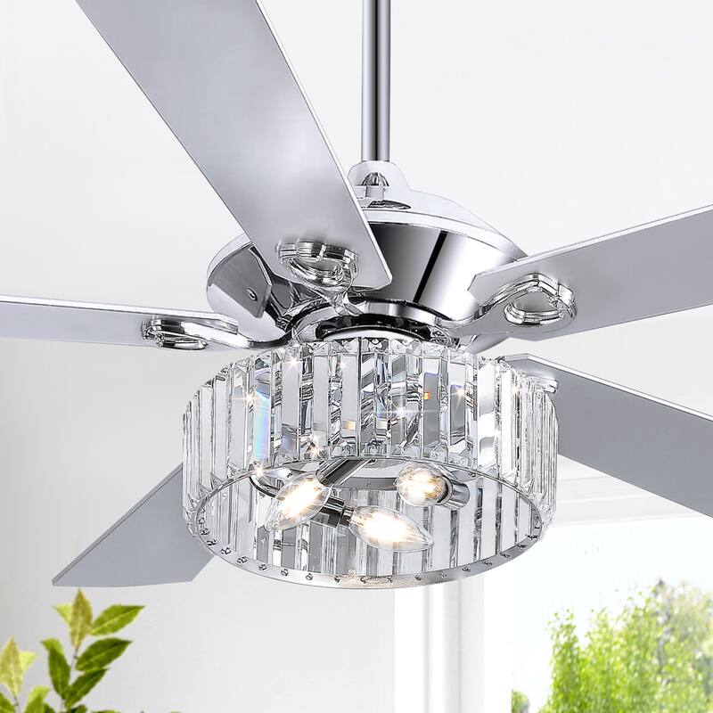 52" Ceiling Fans with Crystal Lighting Remote Control, 5 Blade - 52 Inch