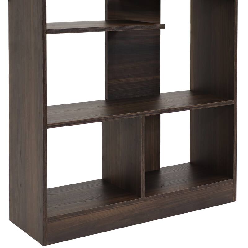 Sunnydaze Rosalee 9-Tier Open Bookshelf with Staggered Shelves