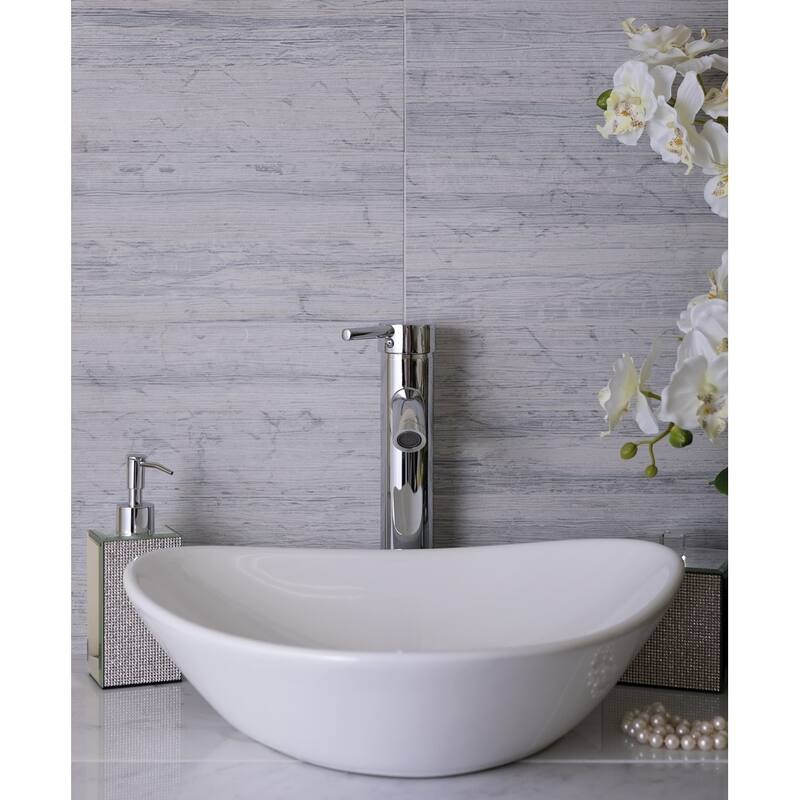 Artisana 3x12 in. Textured Etched Linear Wave Elongated Subway Wall and Floor Tile (5 sq ft/case, 20-Pack) - Gray