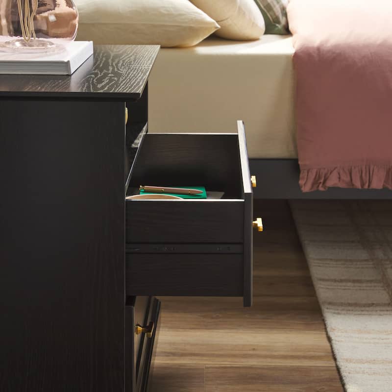 Walker Edison Modern Farmhouse Nightstand with Open Shelf