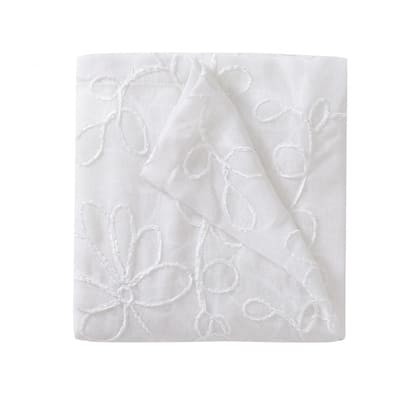 HomeRoots Set of Two 84" White Floral Embroidered Window Panels - 84" x 76"
