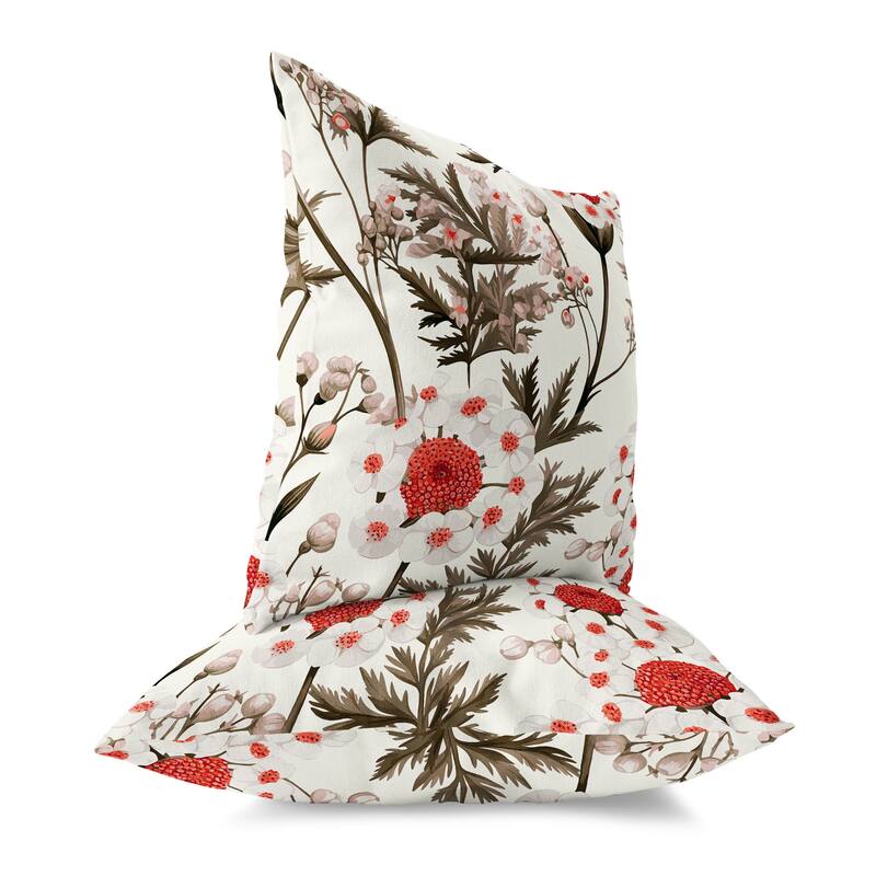 Brown And Red Millefolium Harmony Indoor/Outdoor Throw Pillow Zipper