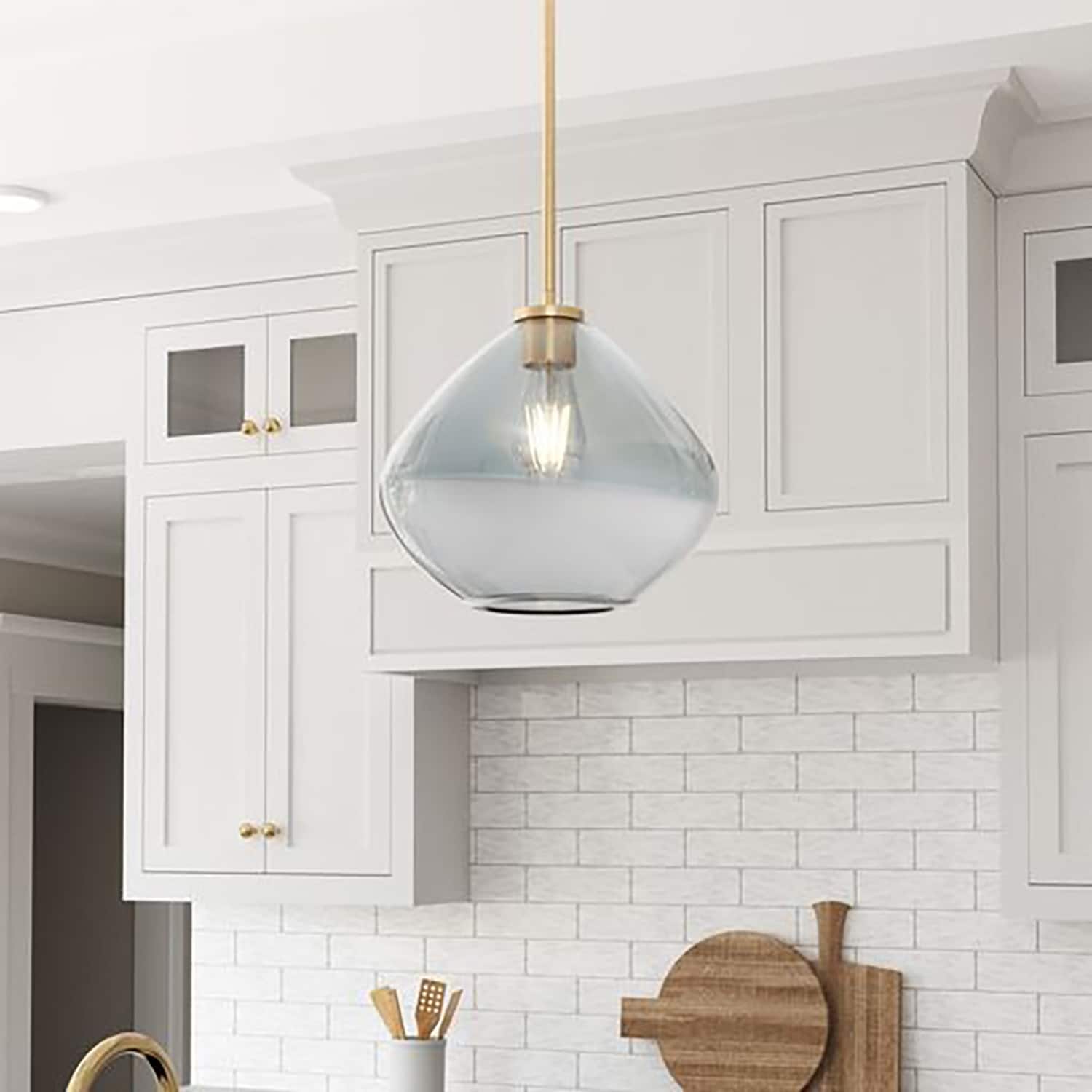 11.4" Modern 1-light Handblown Glass Pendant Light