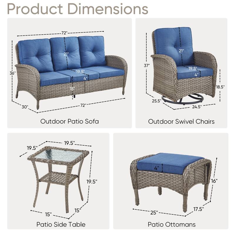 6 Pieces Outdoor Patio Furniture Set